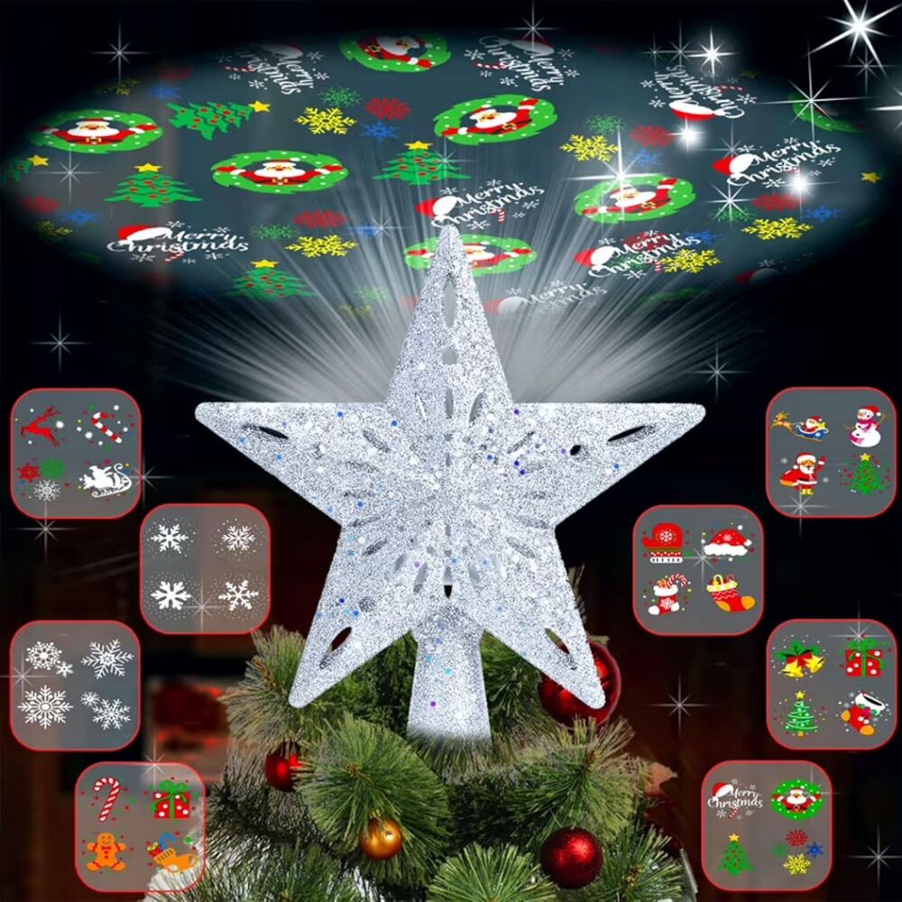 Projector Christmas Tree Topper Star NEW